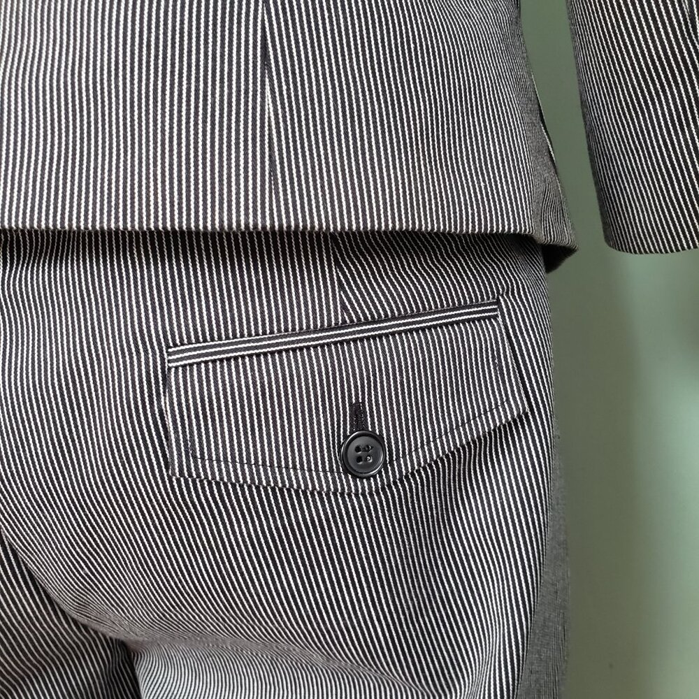 2 Pc JESSICA Cotton Bermuda Shorts Pedal Pusher Pinstripe Suit - Picture 2 of 10
